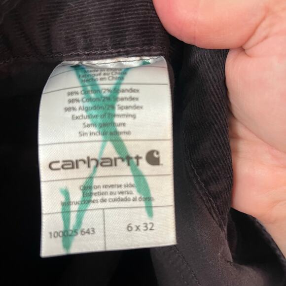 Carhartt  Corduroy Pants 6x32 Brown Cotton Spandex Stretch - Picture 5 of 6
